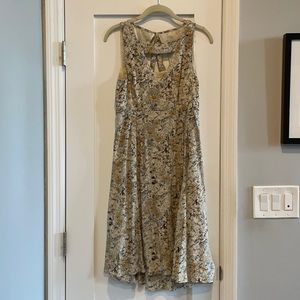 Moulinette Soeurs (US4) silk midi dress with modern floral & neck/back cutouts